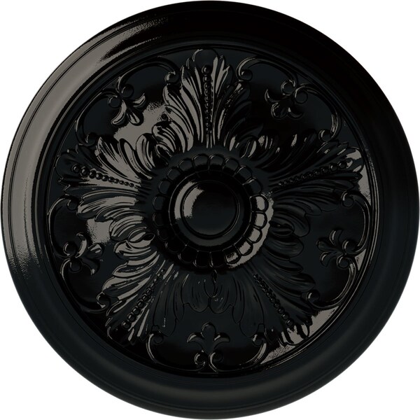 Ekena Millwork Vienna Ceiling Medallion (Fits Canopies up to 3 1/4"), Hand-Painted Black Pearl, 16 7/8"OD x 5/8"P CM17VIBPS - main